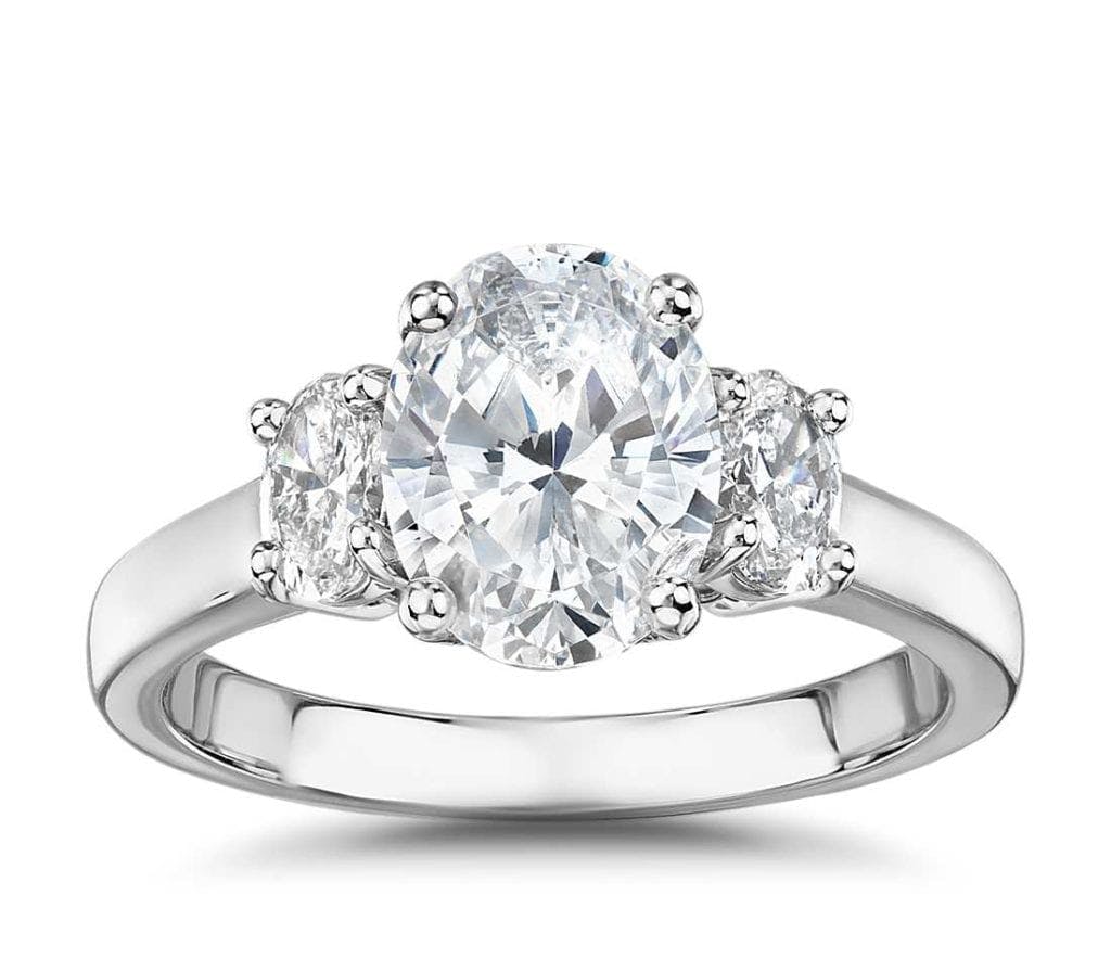 The Gallery Collection™ Oval-Cut Three-Stone Diamond Engagement Ring Blue Nile