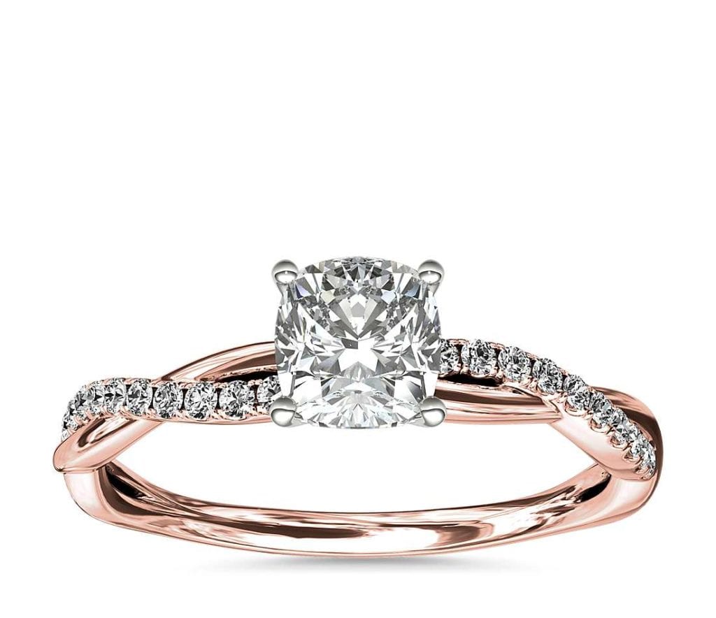 Petite Twist Diamond Engagement Ring in 14k Rose Gold Blue Nile