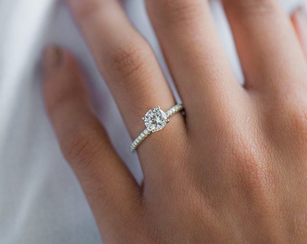 Platinum Petite Pave Engagement Ring (Flush Fit)