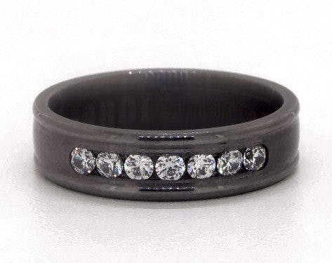 Tantalum 6mm Channel Set Diamond Comfort Fit Ring