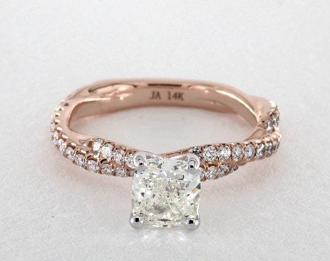 1.01 carat Cushion cut Pave engagement ring IN 14K Rose Gold James Allen