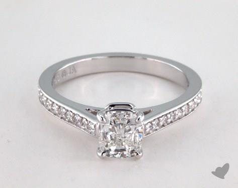 1.01 carat Cushion cut Pave engagement ring IN 18K White Gold