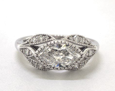 1.01 carat Marquise cut Vintage engagement ring IN 14K White Gold James Allen