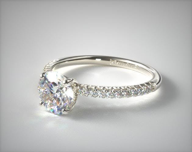 14K White Gold Petite Pave Engagement Ring james Allen