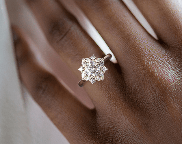 14k White Gold Marquise Cluster Halo Diamond Engagement Ring with a 1.01ct Center from James Allen