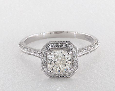 1.20 carat Cushion Modified cut Halo engagement ring IN 14K White Gold James Allen