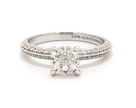 1.20 carat Cushion Modified cut Pave engagement ring IN 14K White Gold James Allen