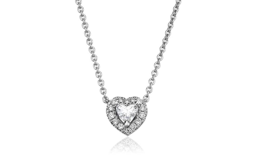 Heart-Shaped Diamond Halo Pendant in 14k White Gold (1/4 ct. tw.) Blue Nile