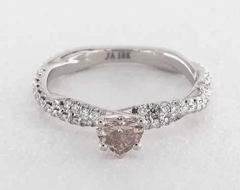 0.36 carat Heart shaped Pave engagement ring IN 18K White Gold James Allen