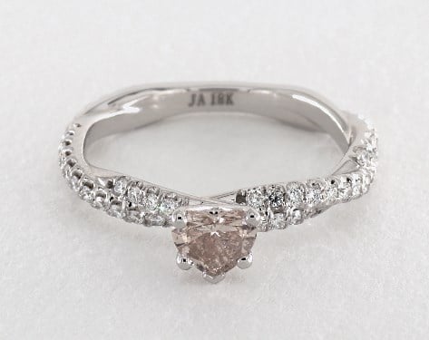 0.36 carat Heart shaped Pave engagement ring IN 18K White Gold James Allen