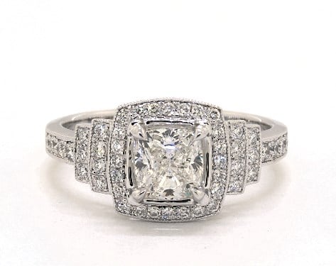 1.20 carat Cushion Modified cut Vintage engagement ring in 14K White Gold James Allen