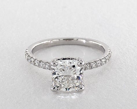 1.50 carat Cushion Modified cut Pave engagement ring IN 14K White Gold James Allen