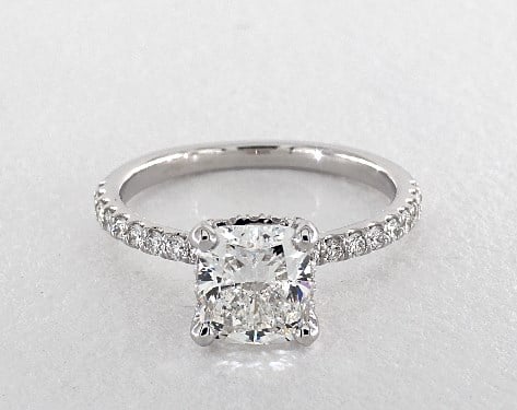 1.50 carat Cushion Modified cut Pave engagement ring IN 14K White Gold James Allen