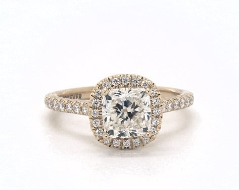 1.52 carat Cushion Modified cut Halo engagement ring in 18K Yellow Gold James Allen