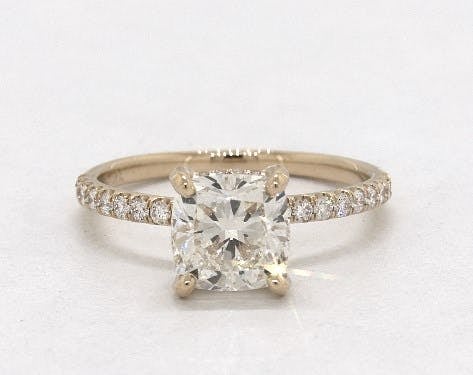 1.81 carat Cushion Modified cut Pave engagement ring in 18K Yellow Gold James Allen