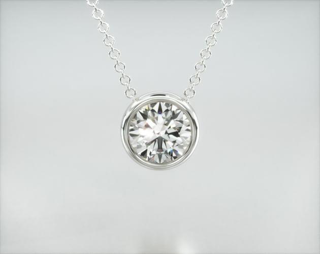 14K White Gold Bezel Diamond Pendant James Allen