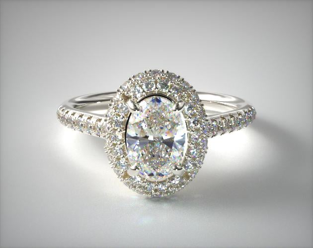 14K White Gold Falling Edge Pave Diamond Engagement Ring James Allen