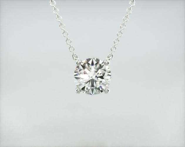 14K White Gold Four Prong Basket Solitaire Lab Created Diamond Pendant James Allen