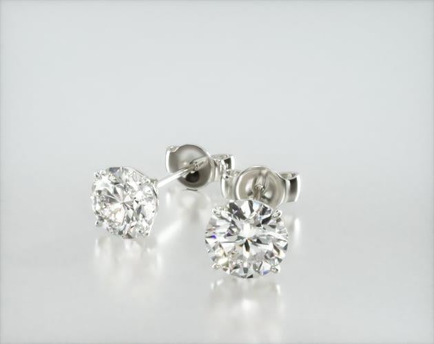 14K White Gold Four Prong Round Brilliant Diamond Stud Earrings James Allen