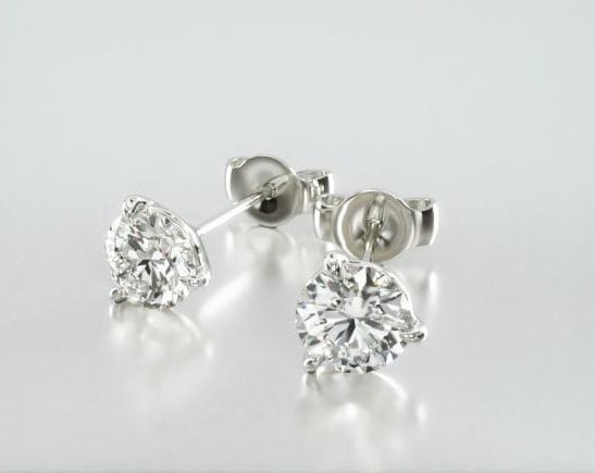 14K White Gold Three Prong Martini Round Brilliant Diamond Stud Earrings James Allen