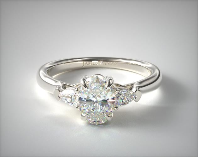 14K White Gold Three Stone Pear Shaped Engagement Ring James Allen