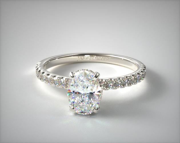 18K White Gold Petite Pave Crown Diamond Engagement Ring James Allen