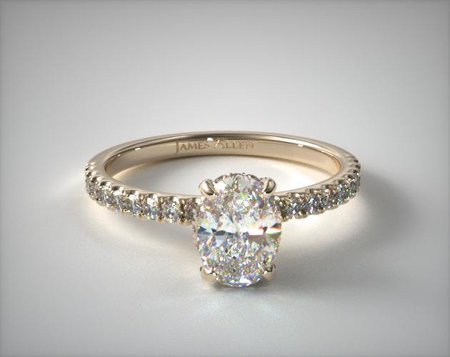18K Yellow Gold Petite Pave Crown Diamond Engagement Ring James Allen