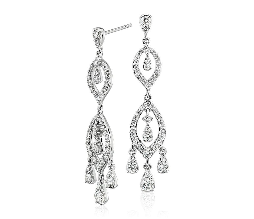 Diamond Chandelier Drop Earrings in 14k White Gold Blue Nile