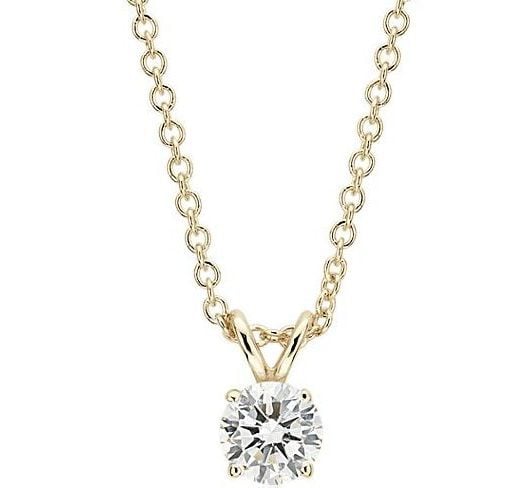 Diamond Solitaire Pendant in 14k Yellow Gold Blue Nile