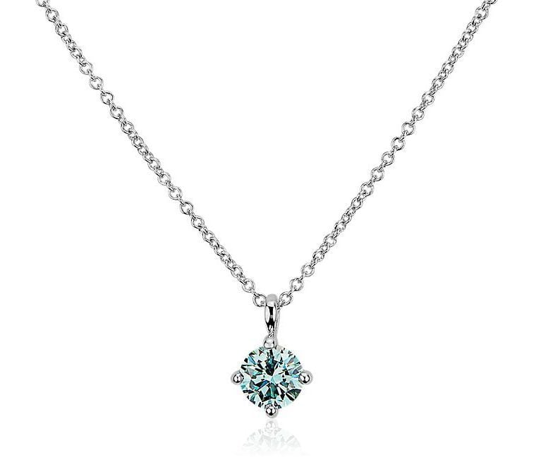 LIGHTBOX Lab-Grown Blue Diamond Round Solitaire Pendant Necklace Blue Nile