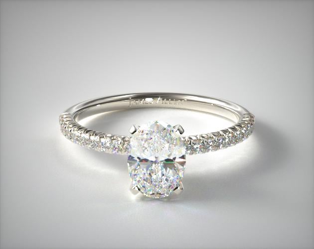 Platinum Petite Pave Engagement Ring Oval Cut James Allen