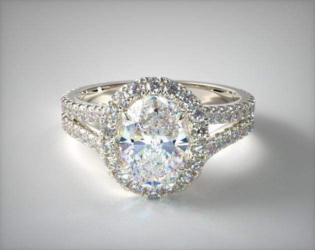 Platinum Round Split Band Diamond Halo Engagement Ring James Allen