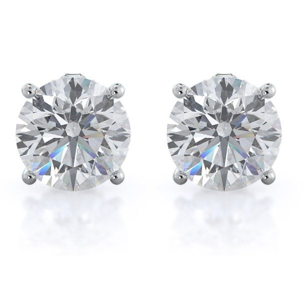 Round Natural Diamond Stud Earrings With Clarity