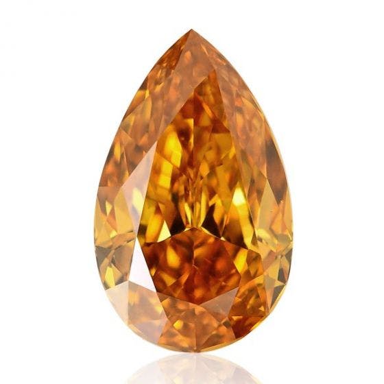 0.590 SI1 Fancy color orange pear shaped diamond by Brian Gavin