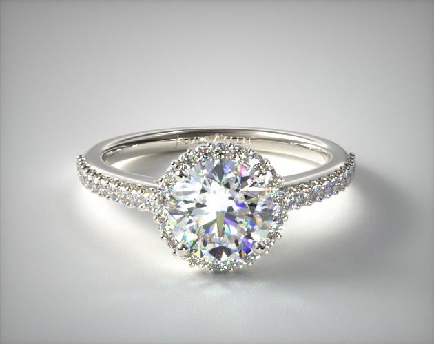 1.00 Carat G-VVS1 Excellent Cut Round Diamond Petite Diamond Halo Engagement Ring James Allen