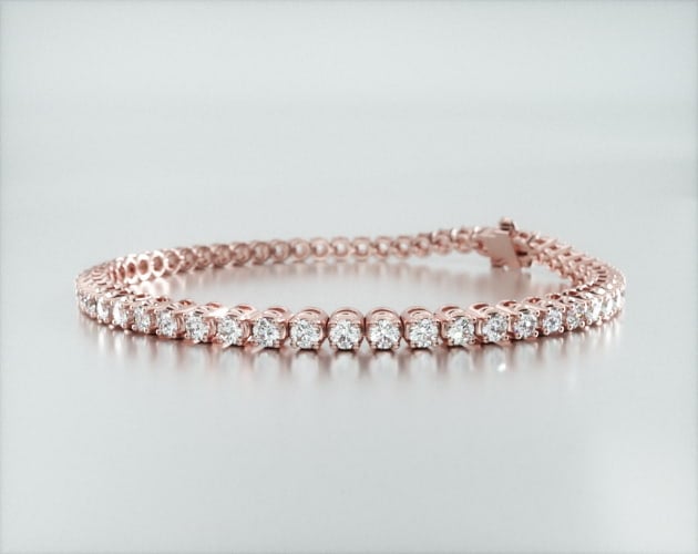 14K Rose Gold Four Prong Diamond Tennis Bracelet (3 CTW - H-I SI1-SI2) James Allen