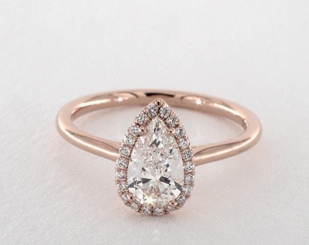 14K Rose Gold Pave Halo Diamond Engagement Ring (Pear Center) James Allen
