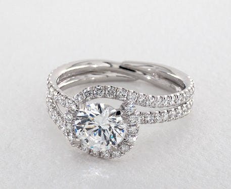 14K White Gold Abbraccio Swirl Engagement Ring Style# AE144 By Danhov James Allen