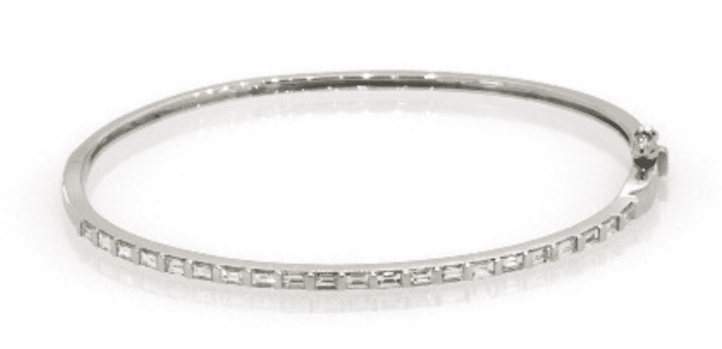 14K White Gold Baguette Diamond Bangle James Allen