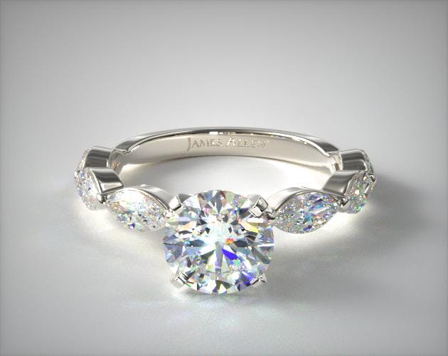 14K White Gold East-West Marquise Diamond Engagement Ring James Allen