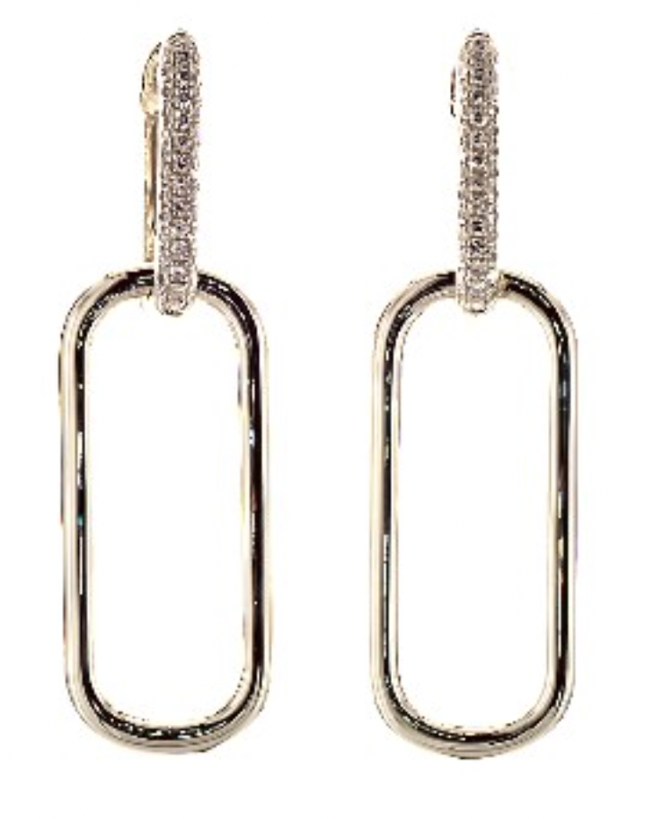 14K Yellow Gold Link Pave Diamond Drop Earrings James Allen