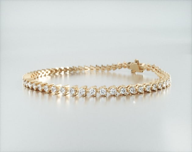 14K Yellow Gold Three Prong Diamond Tennis Bracelet (2 CTW - H-I SI1-SI2) James Allen