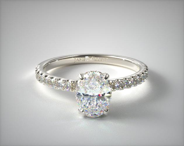 18K White Gold Petite Pave Crown Diamond Engagement Ring James Allen