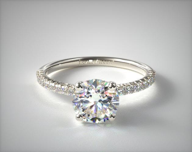 0.97 Carat D-IF Excellent Cut Round Diamond Petite Pave Engagement Ring (Flush Fit) James Allen
