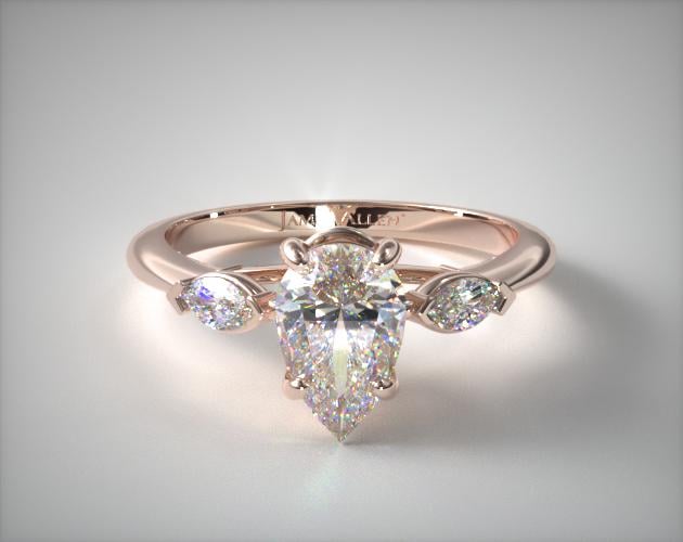 0.75 Carat D-VS2 Pear Shaped Diamond Marquise Shape Three Stone Ring James Allen