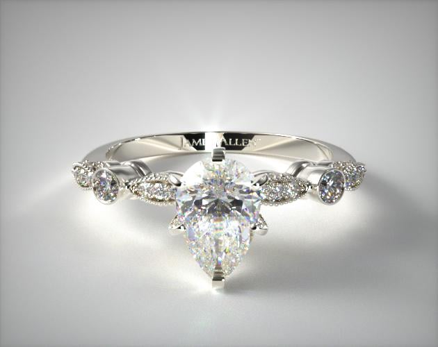 1.25 Carat D-VVS1 Pear Shaped Diamond Antique Bezel And Pave Set Engagement Ring James Allen