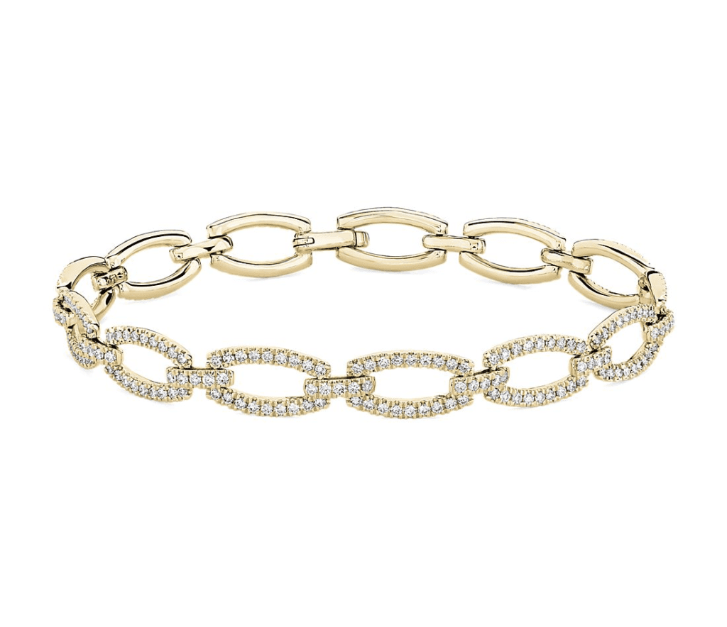 Diamond Link Bracelet 14k yellow gold blue nile