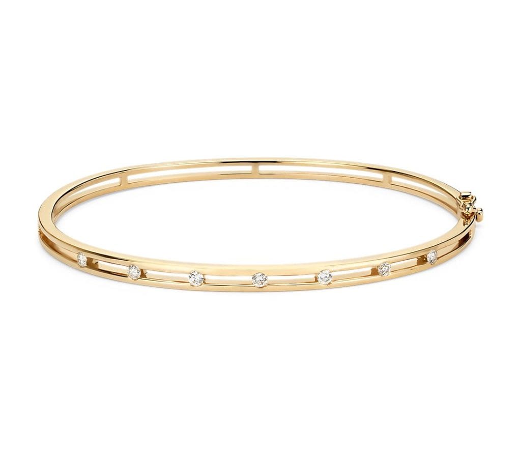 Diamond Station Bangle Bracelet in 14k Yellow Gold (1/4 ct. tw.) Blue Nile