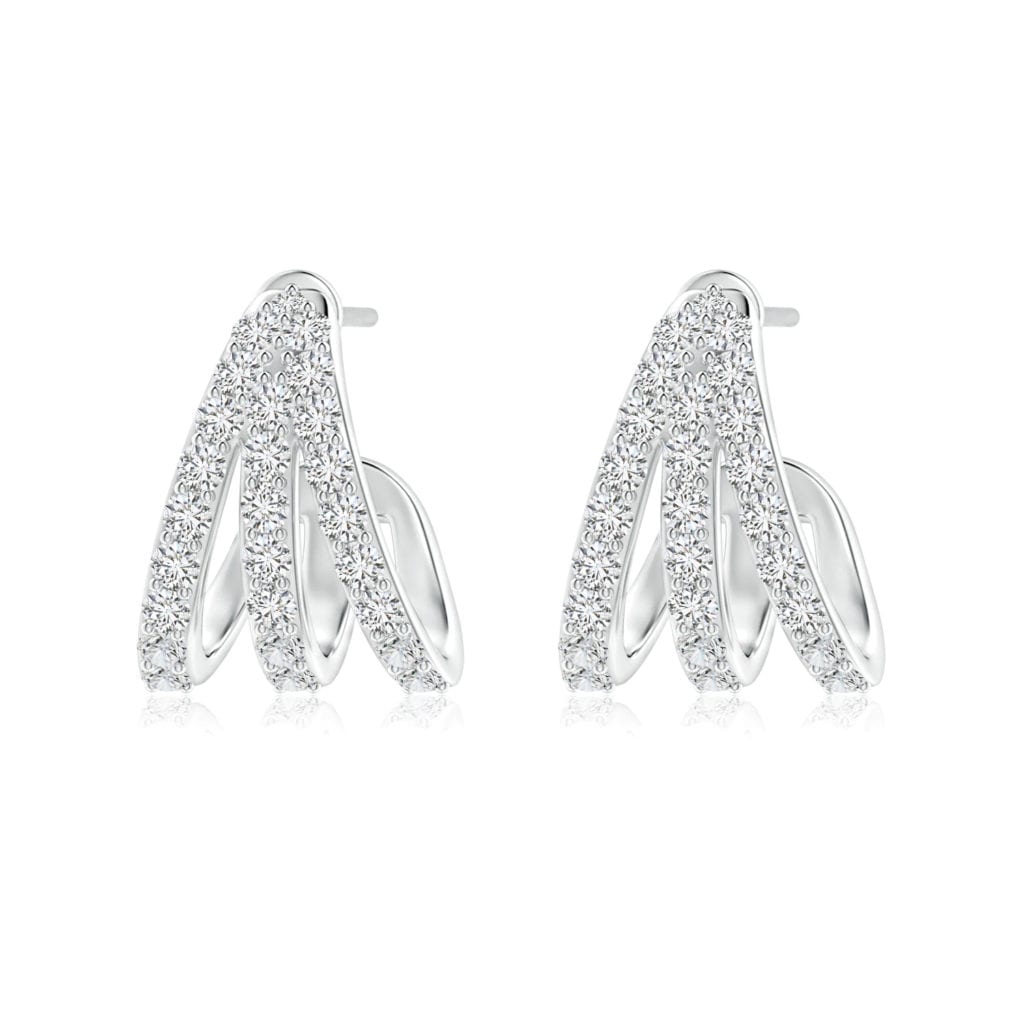 Diamond Trident Huggie Hoop Earrings Angara