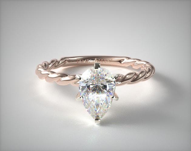 0.900 Carat E-I1 Pear Shaped Diamond Cable Solitaire Engagement Ring James Allen